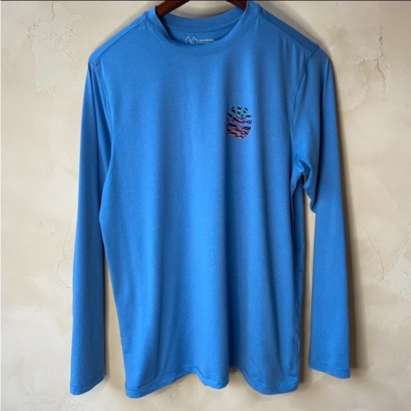 BURNSIDE Men's Swim Shirt Quick Dry Blue Long Sleeve Pullover UPF 30+ Small - Picture 4 of 9